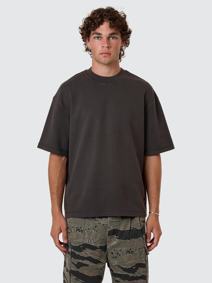 Arts & Industrial Box Fit Cropped Waffle Tee - Dark Charcoal