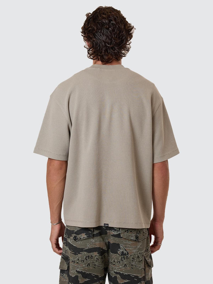 Arts & Industrial Box Fit Cropped Waffle Tee - Light Grey