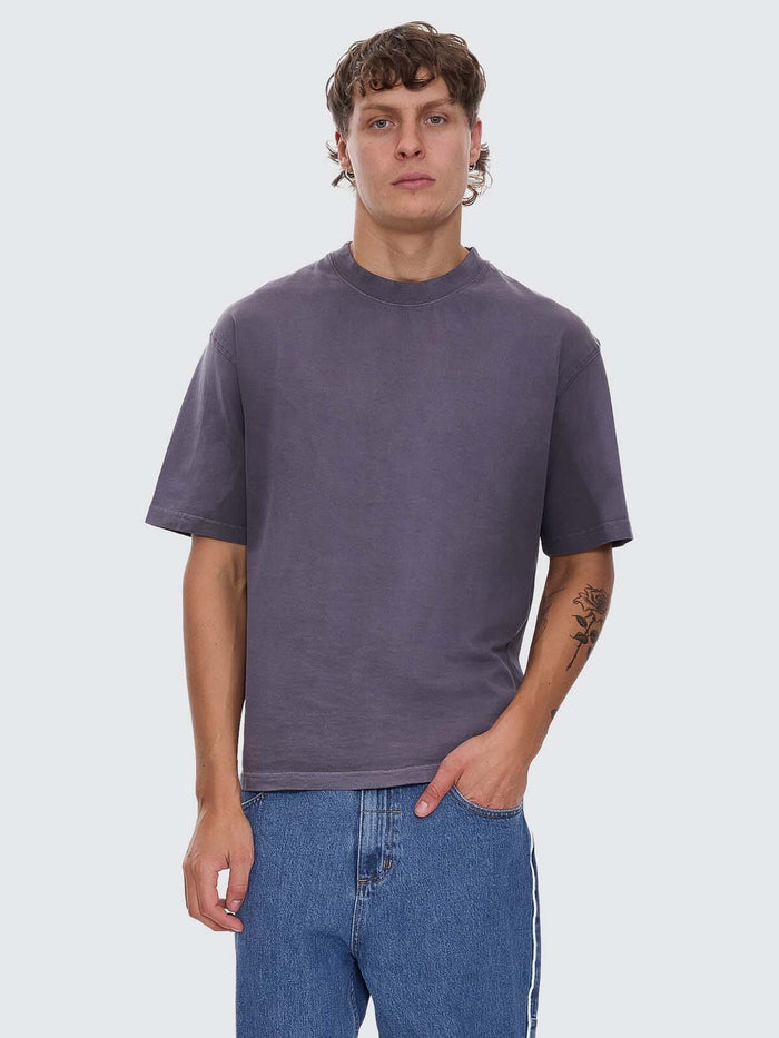 Arts & Industrial Sprayed Box Fit Oversize Cropped Tee - Ebony XS