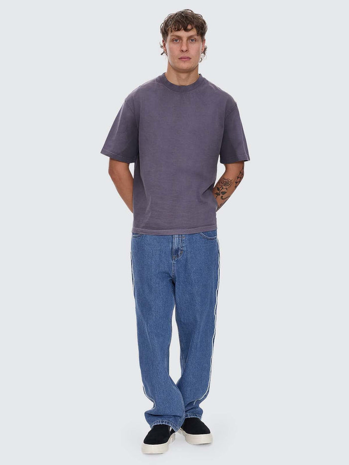 Arts & Industrial Sprayed Box Fit Oversize Cropped Tee - Ebony XS