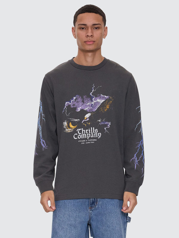 Flight Risk Oversize Fit Long Sleeve Tee - Merch Black