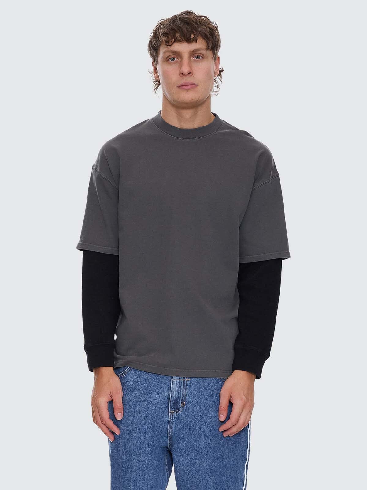 Arts & Industrial Layer Box Fit Oversize Long Sleeve Tee - Merch Black XS