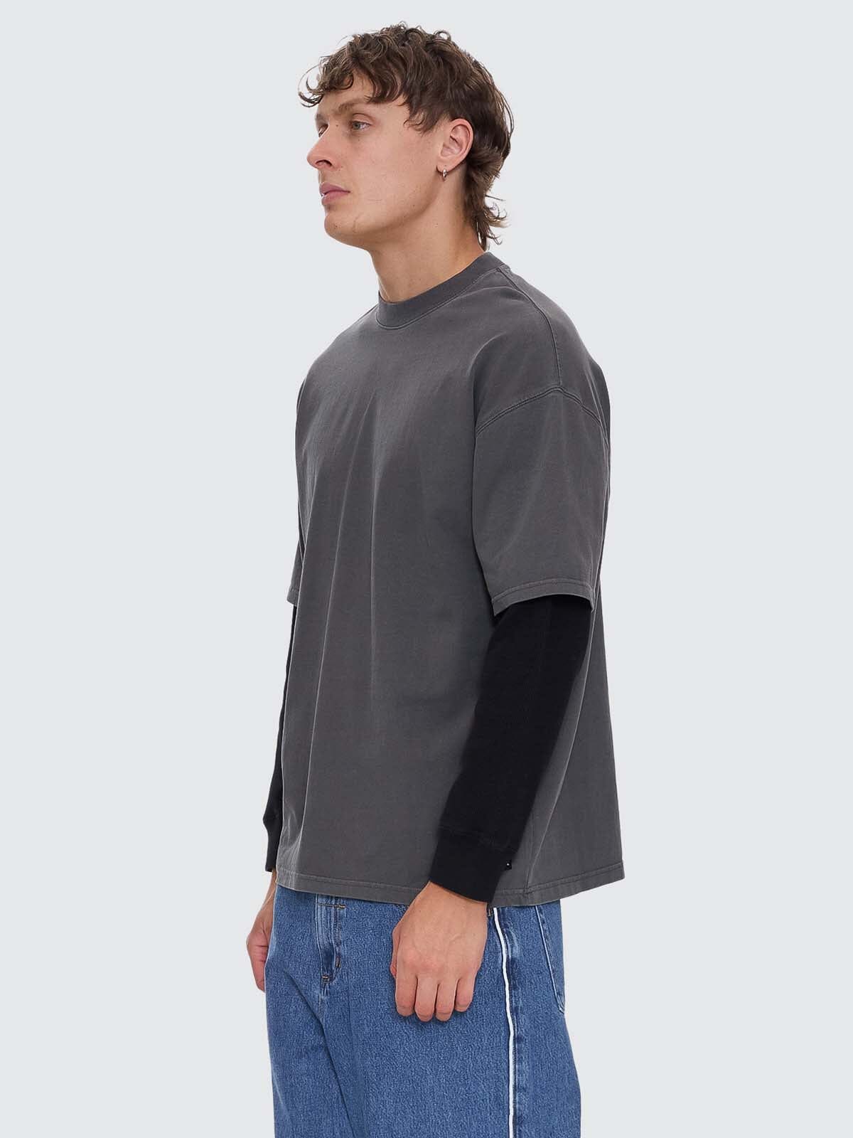 Arts & Industrial Layer Box Fit Oversize Long Sleeve Tee - Merch Black XS