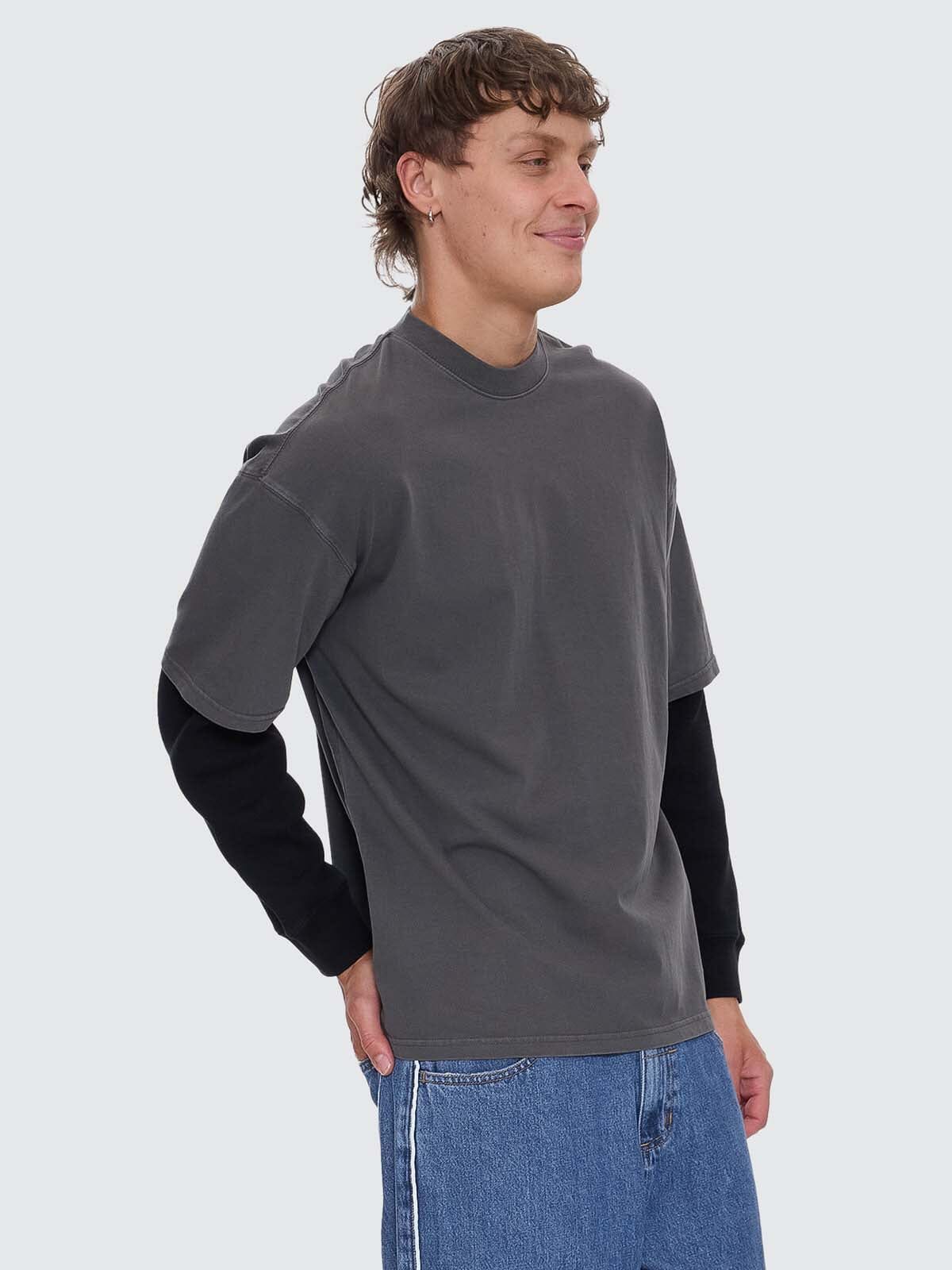 Arts & Industrial Layer Box Fit Oversize Long Sleeve Tee - Merch Black XS
