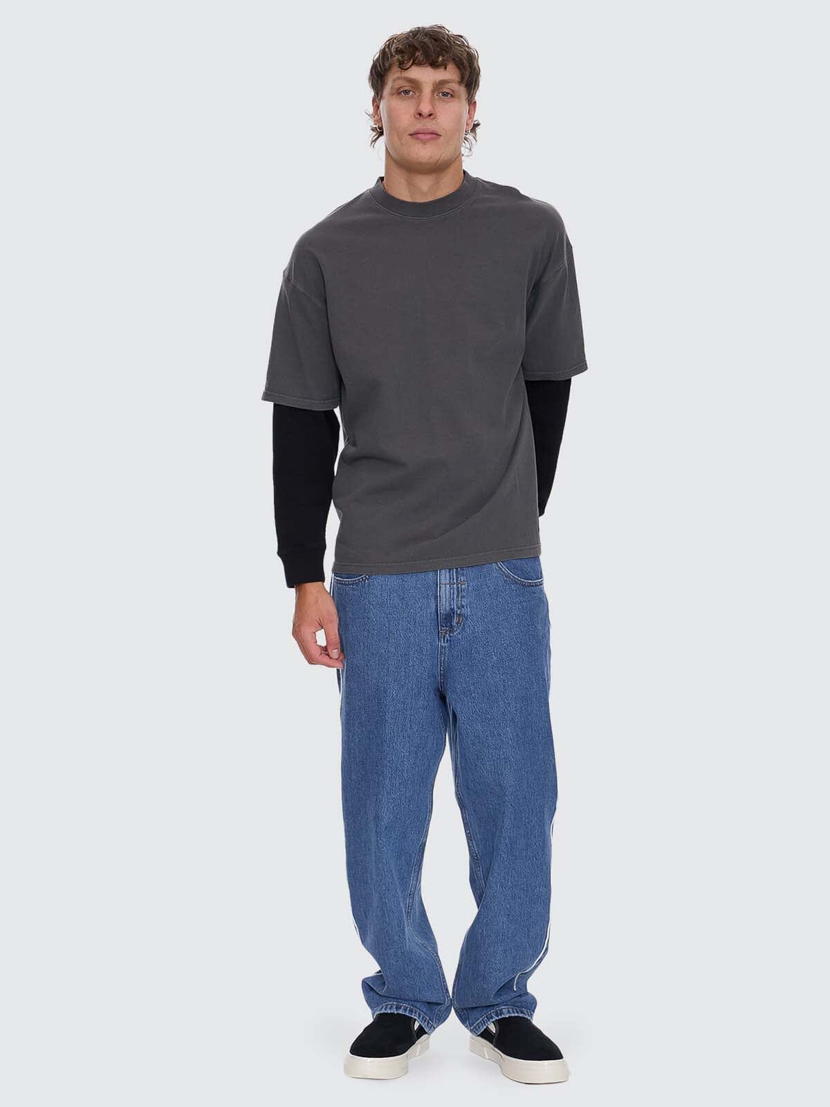 Arts & Industrial Layer Box Fit Oversize Long Sleeve Tee - Merch Black XS