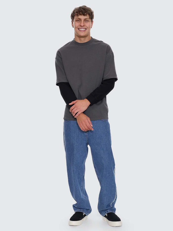 Arts & Industrial Layer Box Fit Oversize Long Sleeve Tee - Merch Black XS