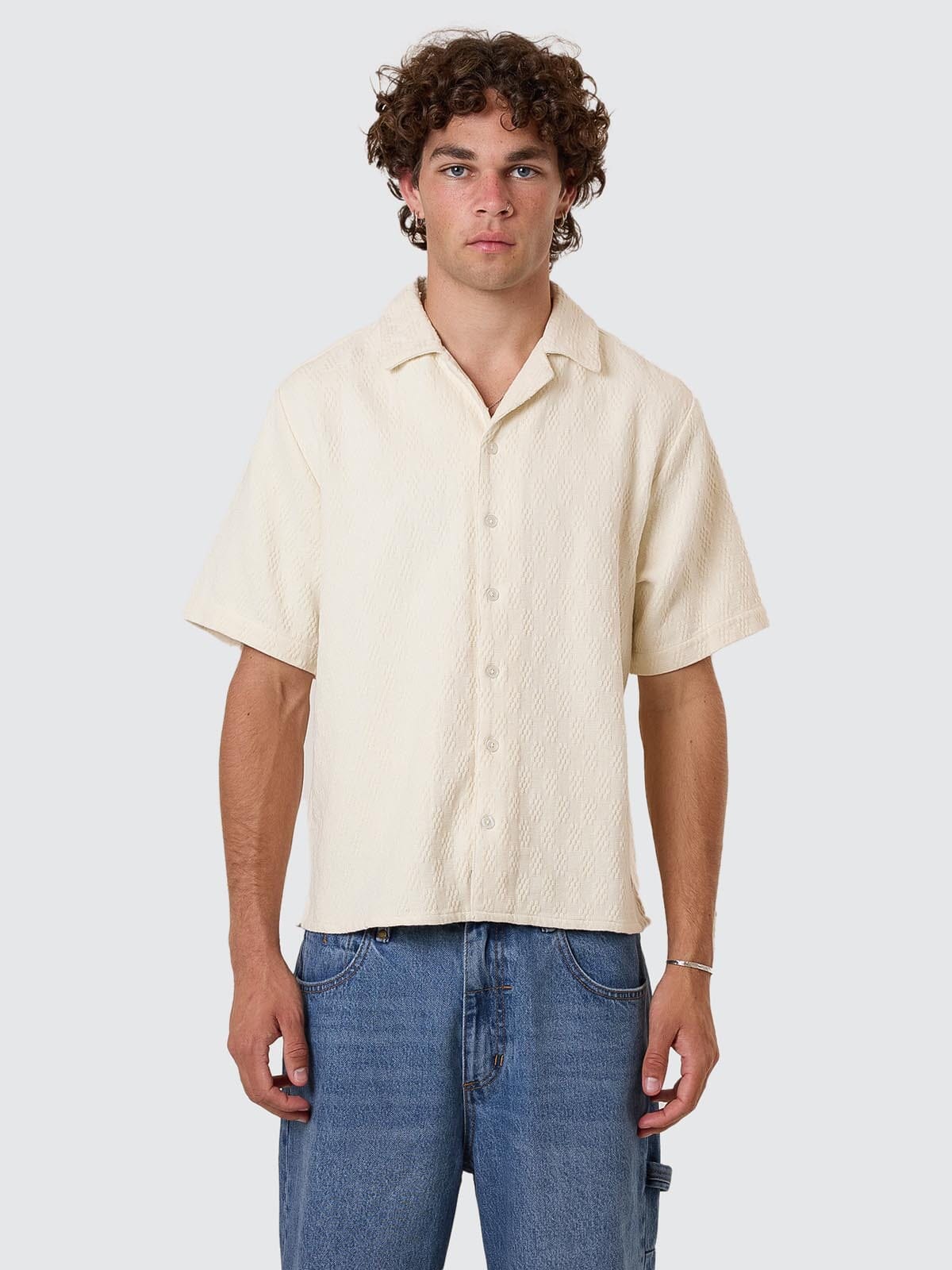 Vanished Short Bowling Shirt - Heritage White XS