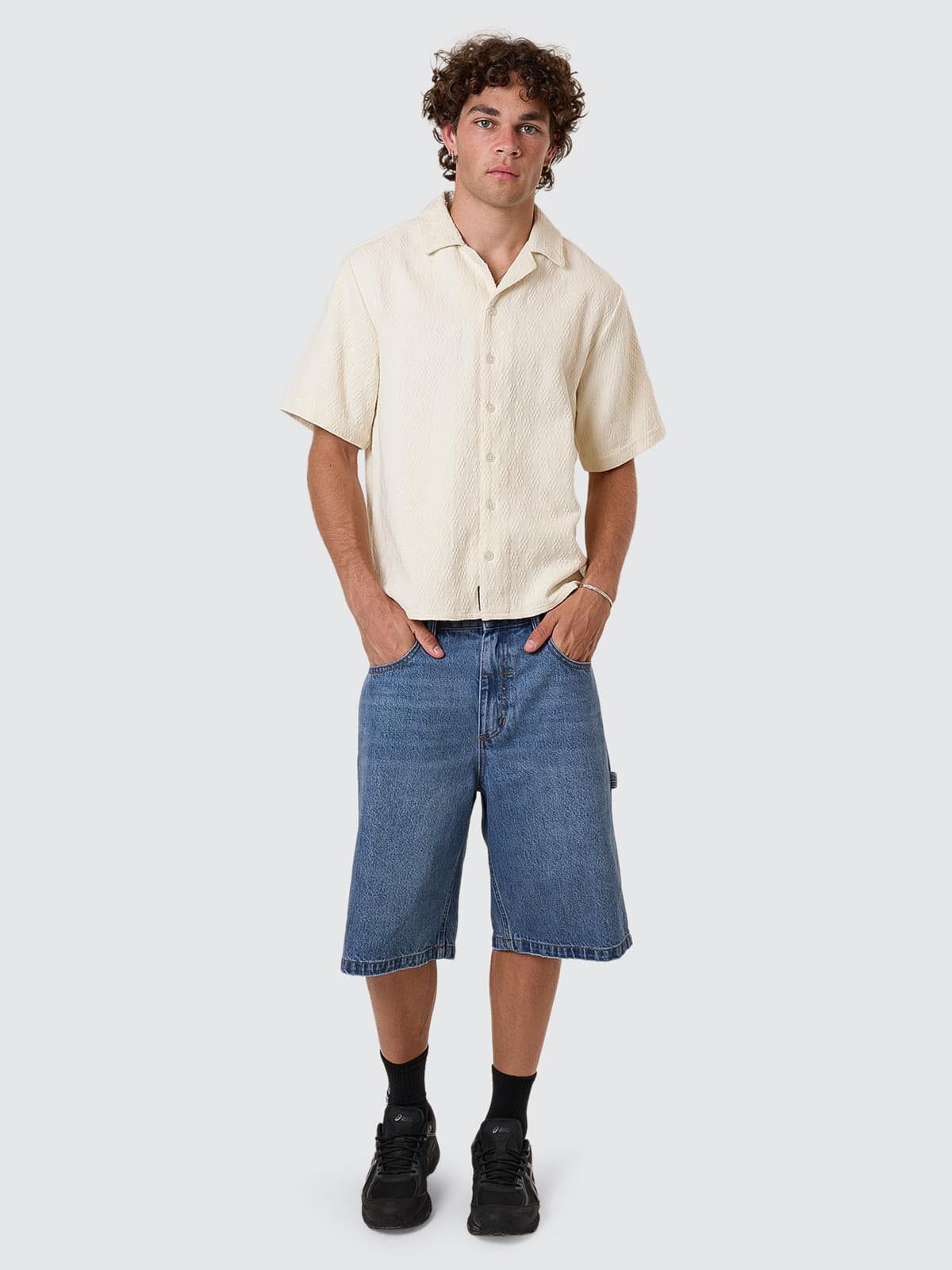 Vanished Short Bowling Shirt - Heritage White XS