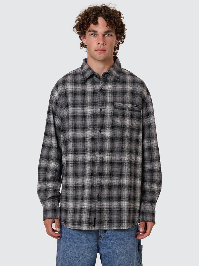 Barrio Long Sleeve Flannel Shirt - Black XS