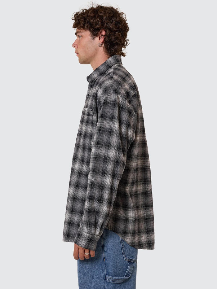 Barrio Long Sleeve Flannel Shirt - Black XS