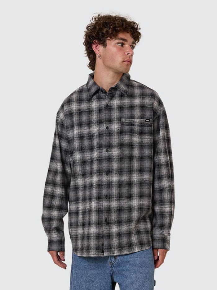 Barrio Long Sleeve Flannel Shirt - Black XS