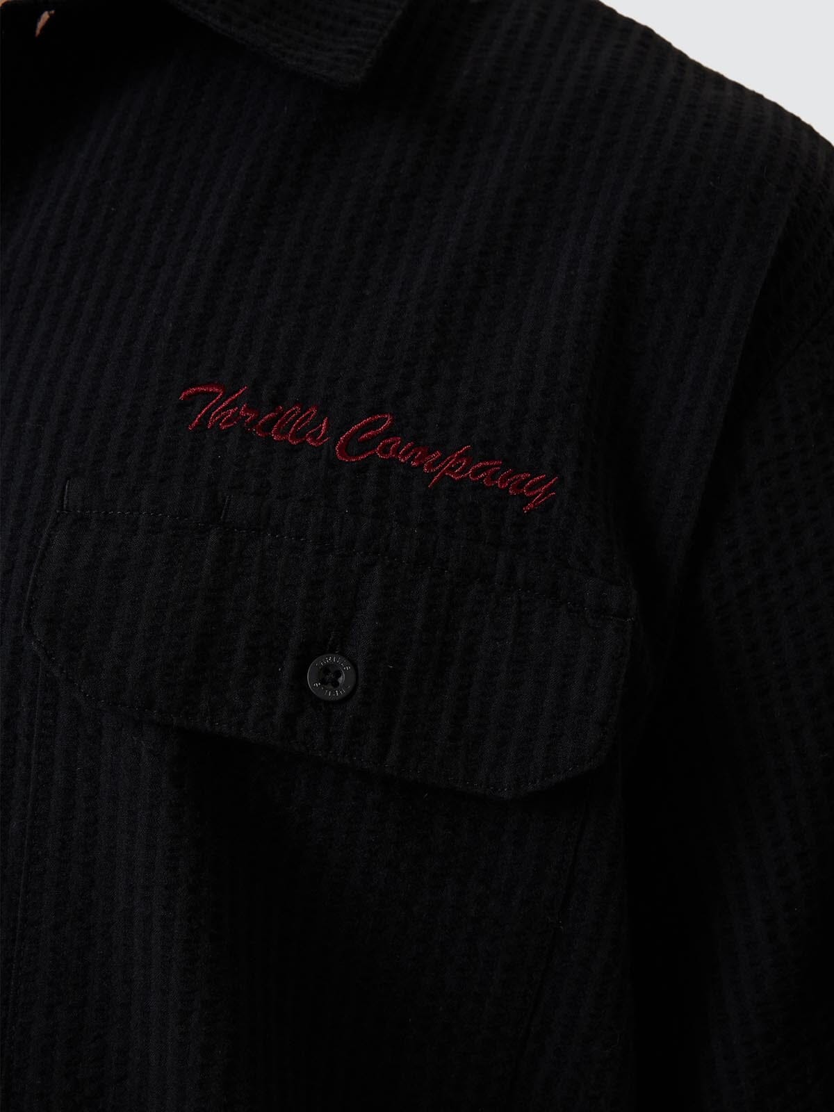 Appreciation Short Sleeve Cropped Work Shirt - Black