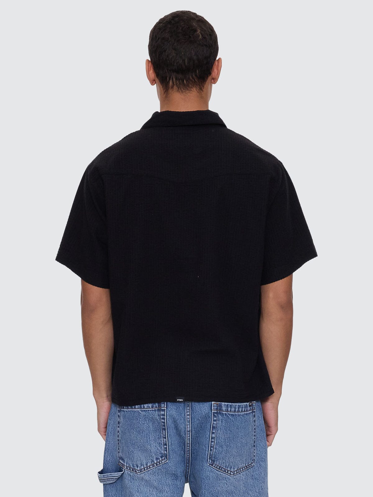 Appreciation Short Sleeve Cropped Work Shirt - Black