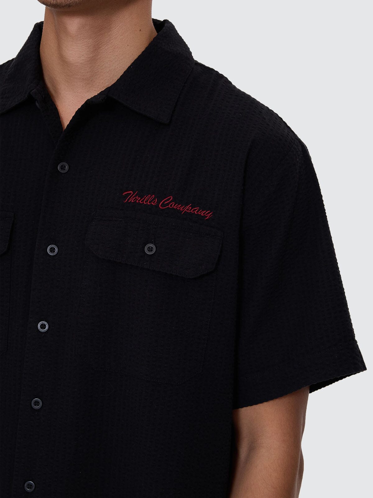 Appreciation Short Sleeve Cropped Work Shirt - Black