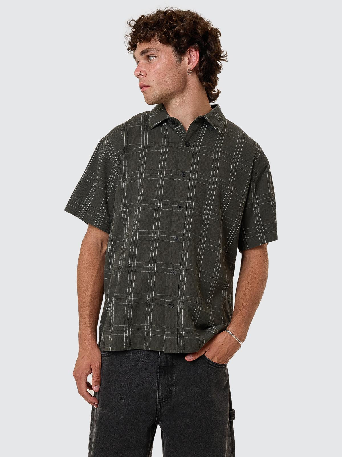 Built To Win Short Sleeve Cropped Shirt - Oil Green
