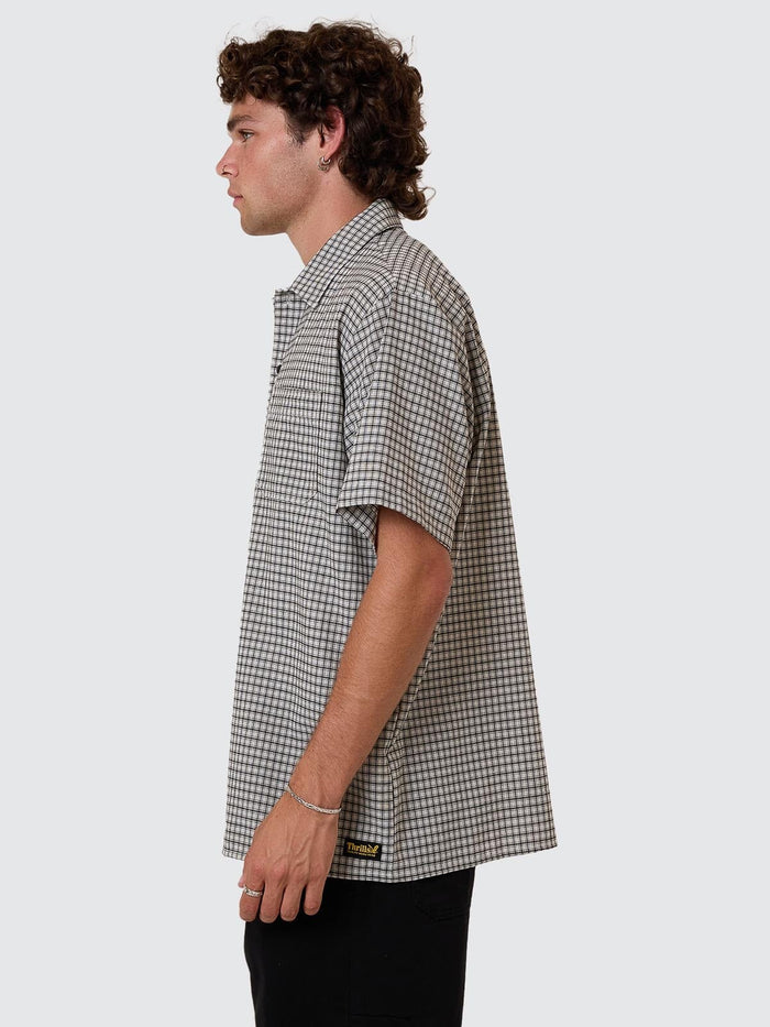Thrills Union Short Sleeve Check Shirt - Light Stone XS