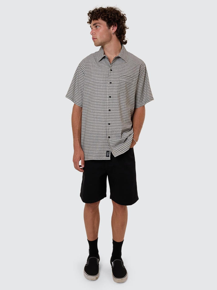 Thrills Union Short Sleeve Check Shirt - Light Stone XS