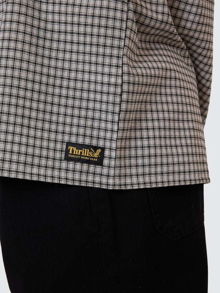 Thrills Union Short Sleeve Check Shirt - Light Stone XS