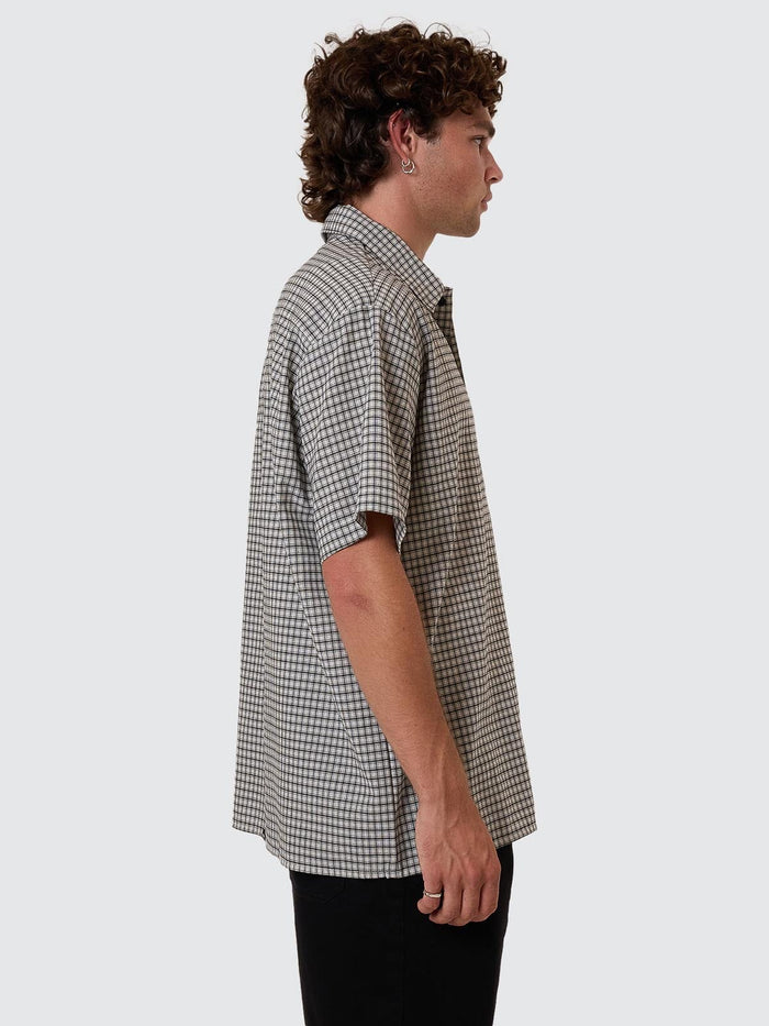 Thrills Union Short Sleeve Check Shirt - Light Stone XS