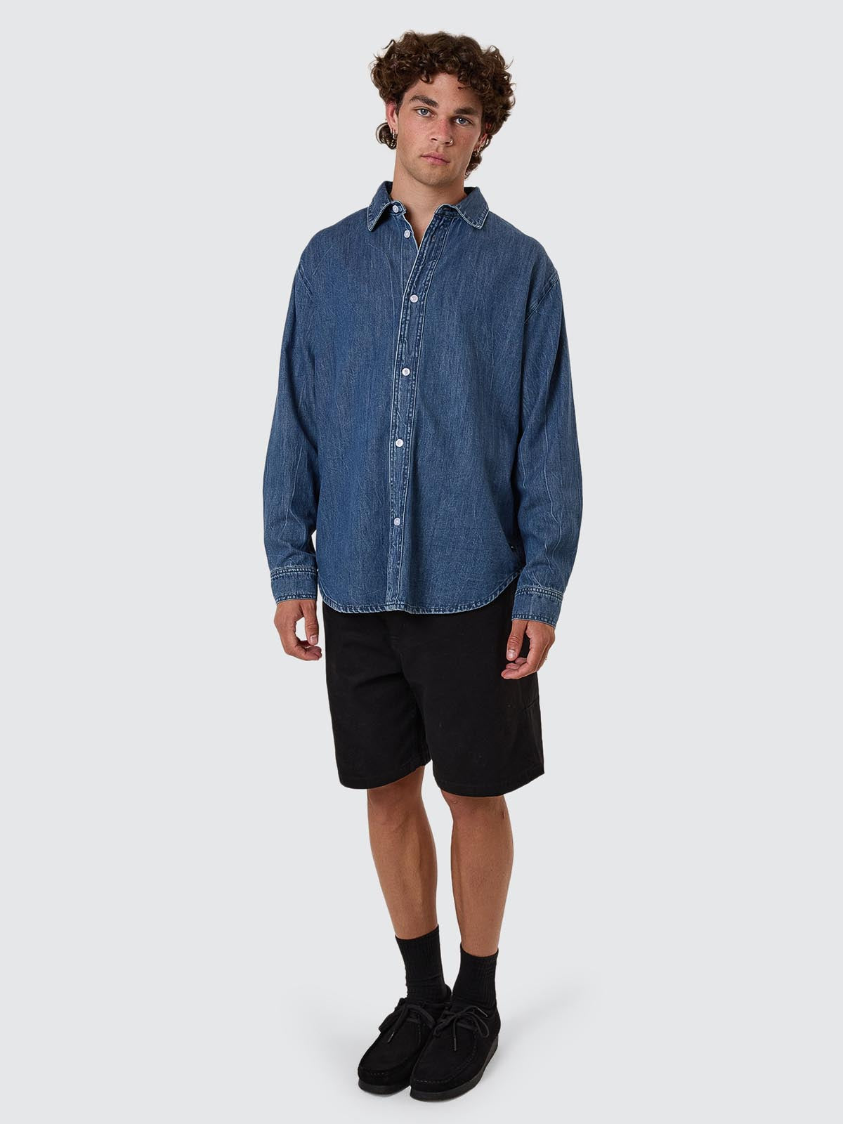 Canyon Oversize Long Sleeve Denim Shirt - Vanish Mid Blue XS