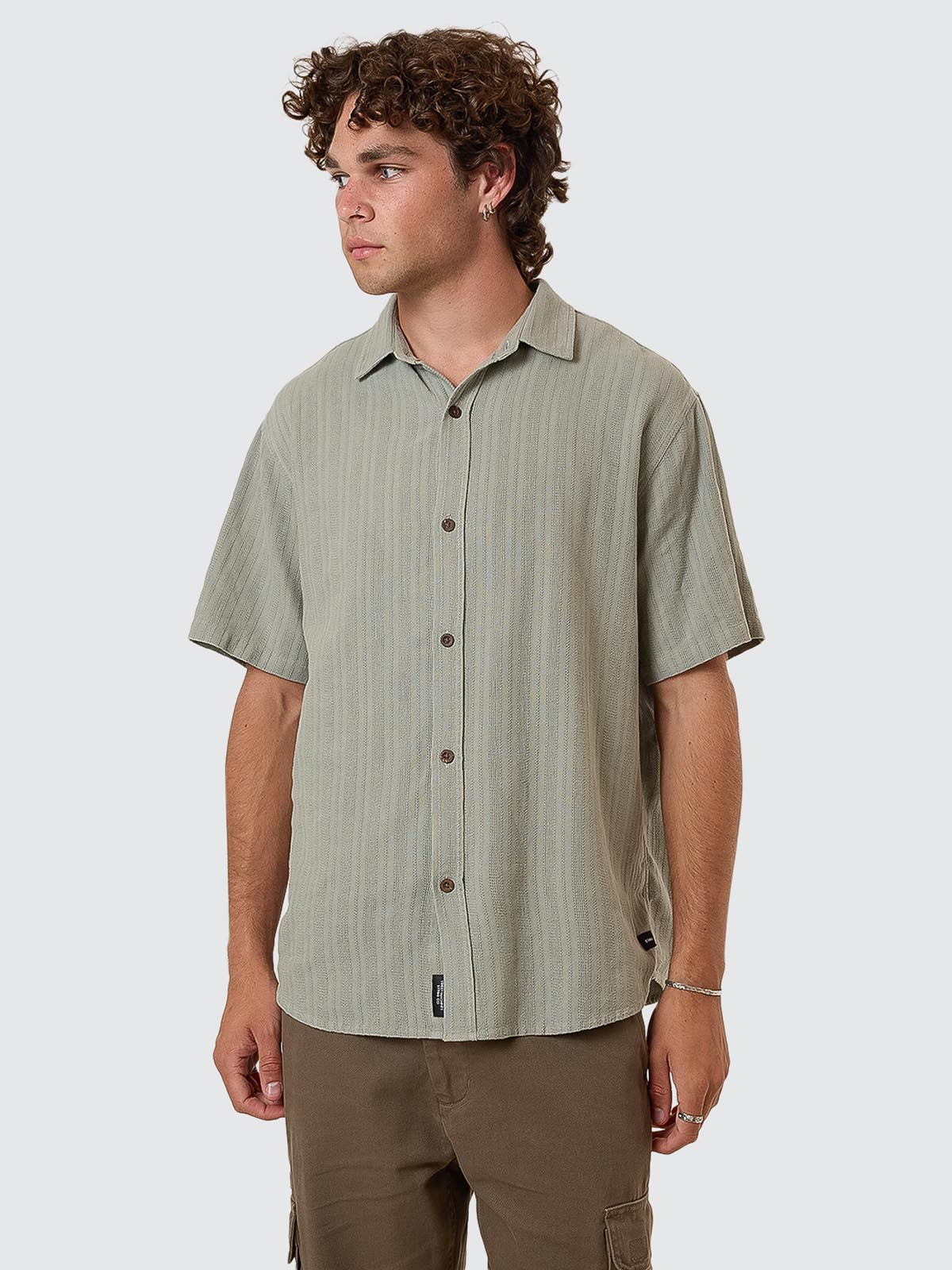 Unhinged Short Sleeve Shirt - Dirty Sage XS
