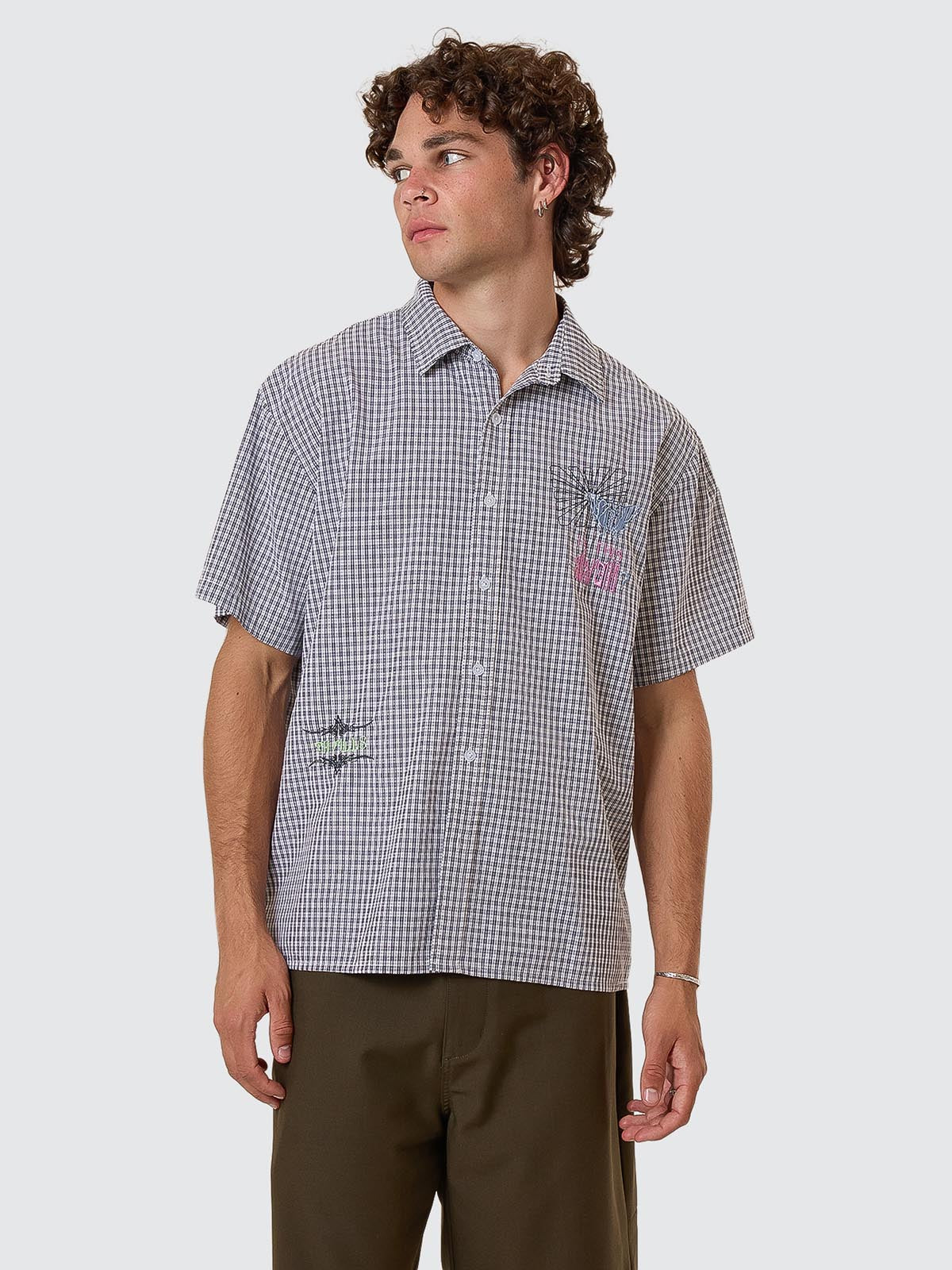 【SATIIIZ】Crus Check Short Sleeve Shirt RSVLTS Invader Zim Invaders From Irk KUNUFLEX Short Sleeve