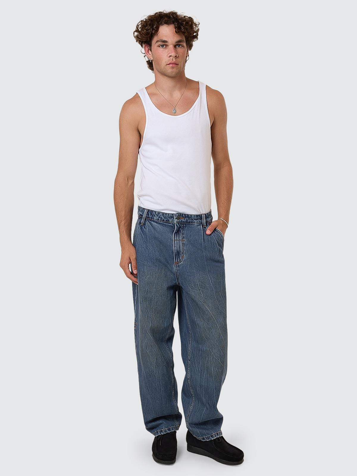 Big Slacker Pleat Denim Jean - Vanish Mid Blue 26