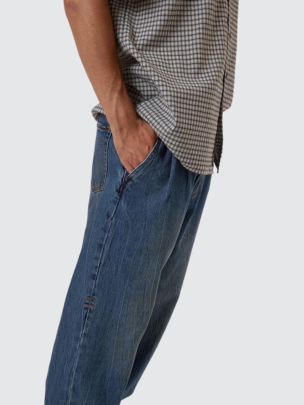 Big Slacker Pleat Denim Jean - Vanish Mid Blue 26