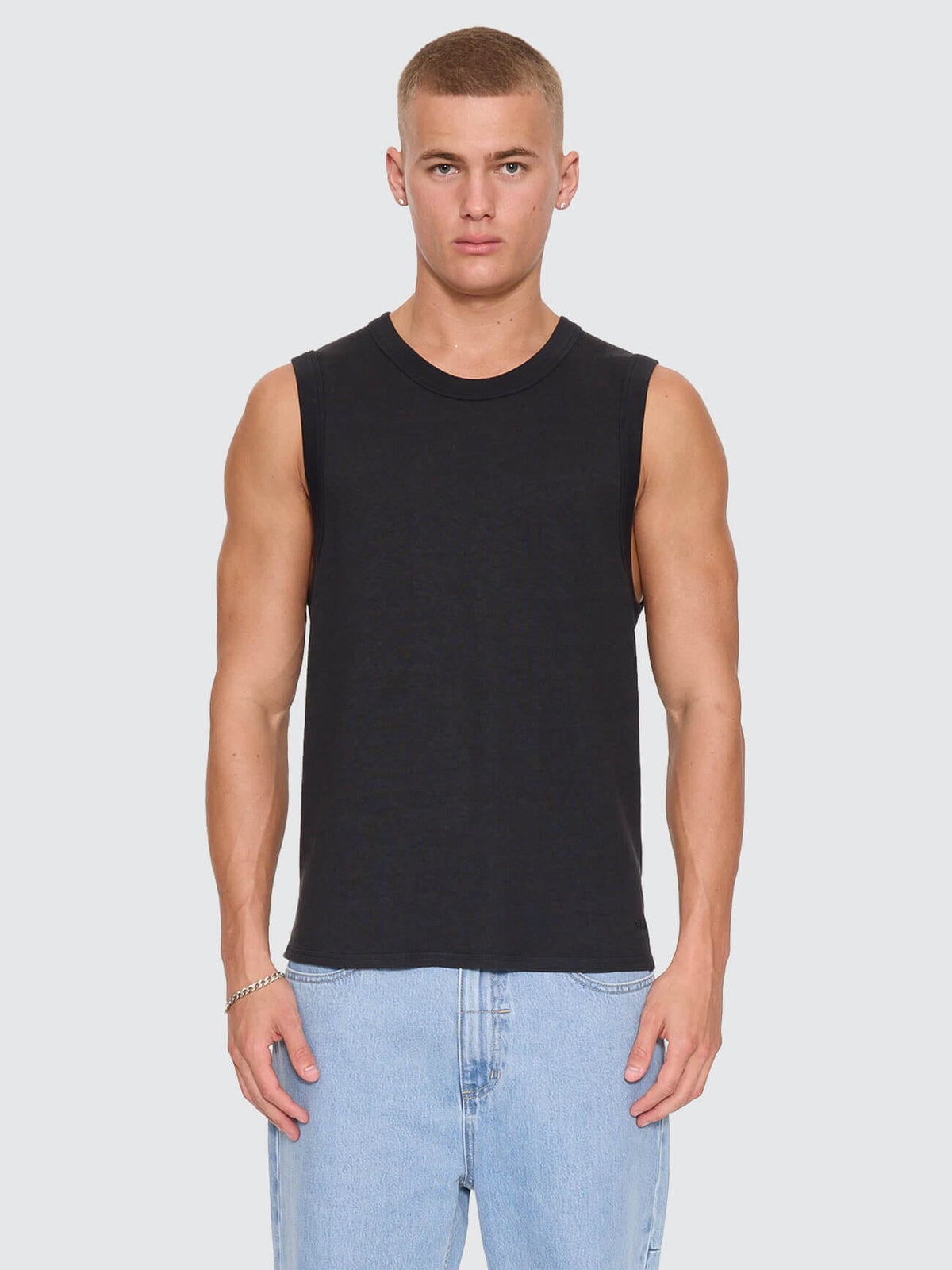 Hemp Thrills Embro Wide Rib Singlet - Black XS