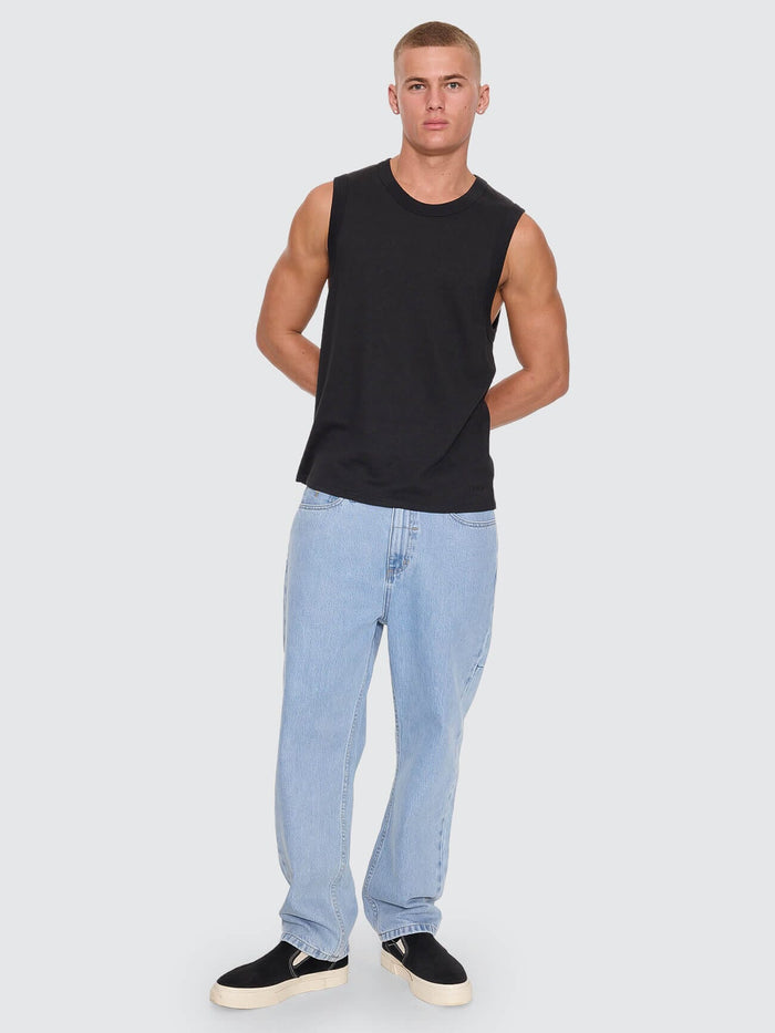 Hemp Thrills Embro Wide Rib Singlet - Black XS
