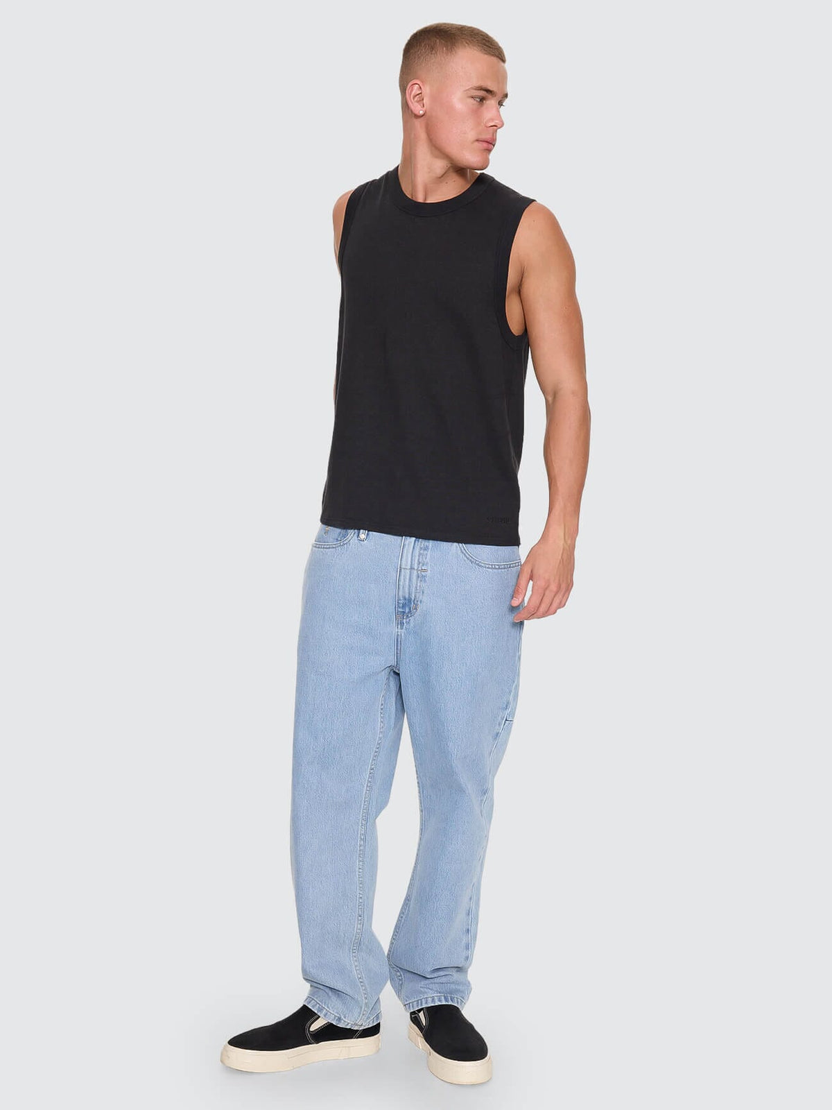 Hemp Thrills Embro Wide Rib Singlet - Black XS