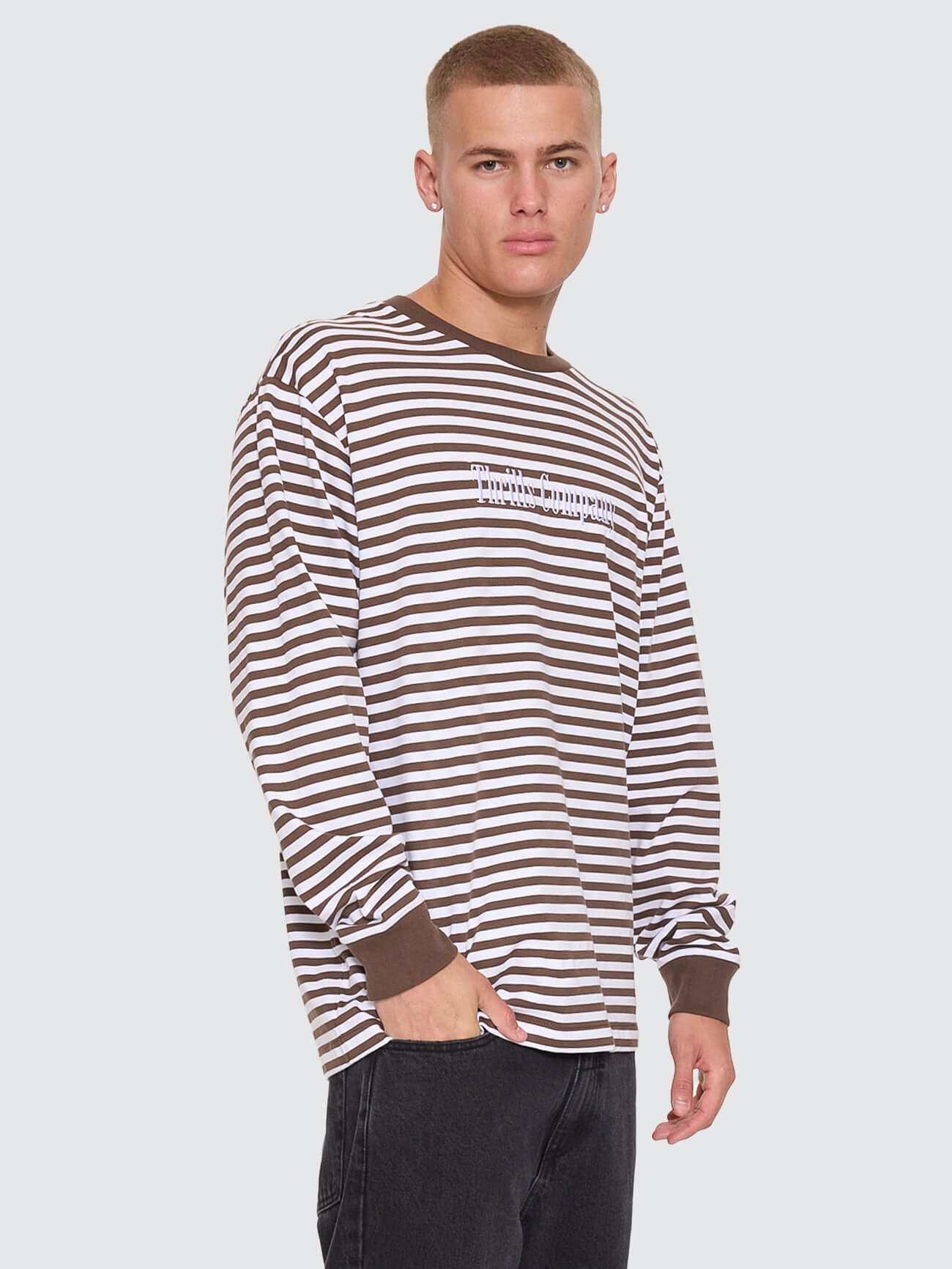 Primitive Stripe Oversize Crop Long Sleeve Tee - Falcon Stripe XS