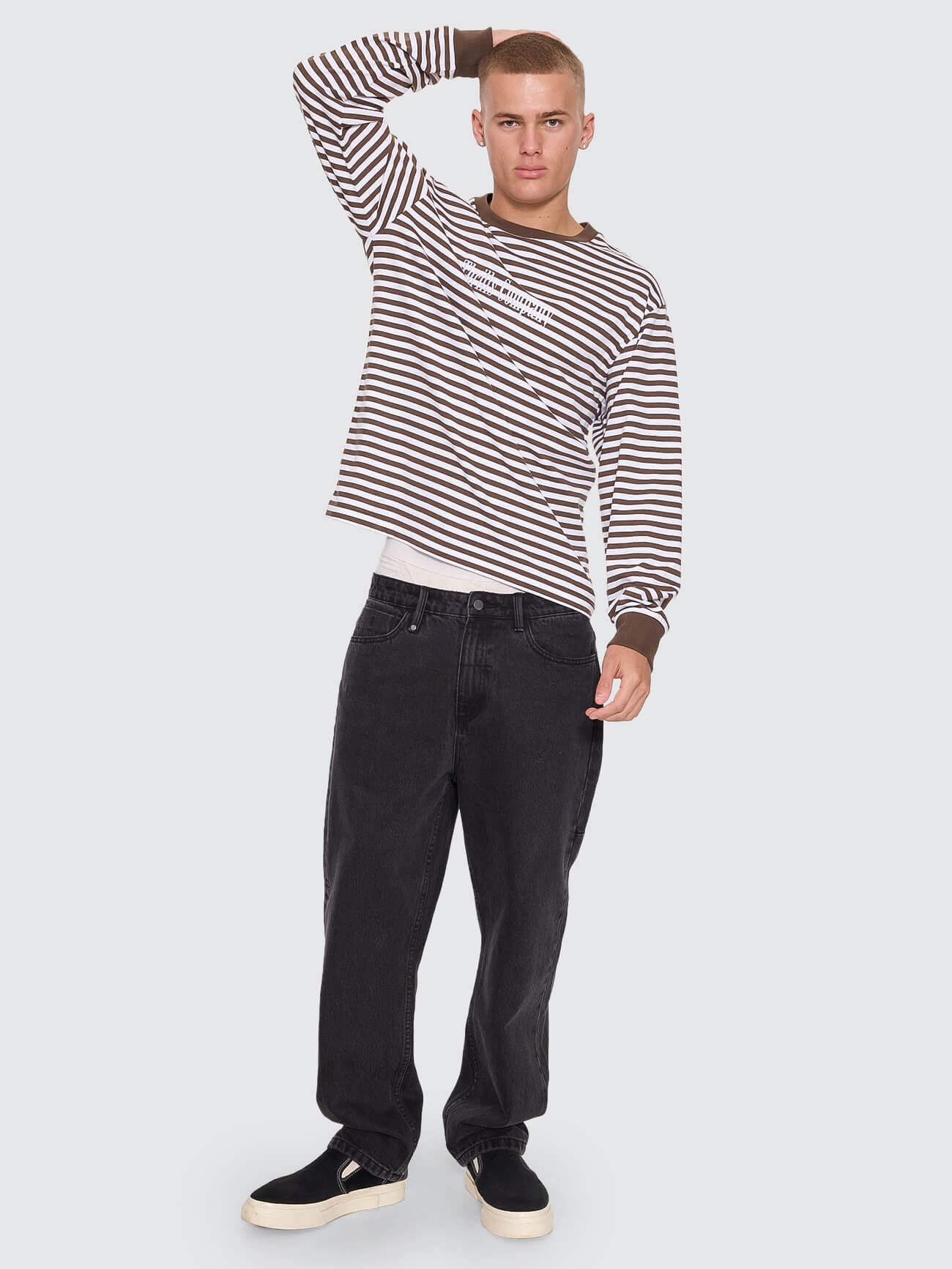 Primitive Stripe Oversize Crop Long Sleeve Tee - Falcon Stripe XS
