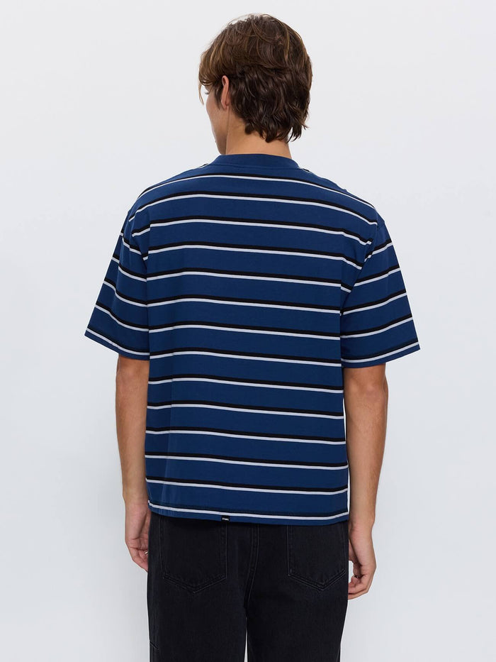 Stagger Big Stripe Oversize Box Crop Tee - Black XS