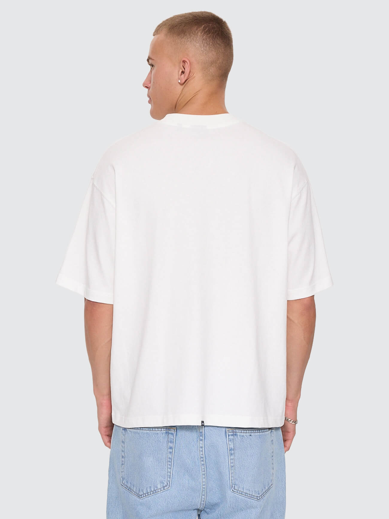 Stagger Oversize Box Crop Tee - Dirty White XS