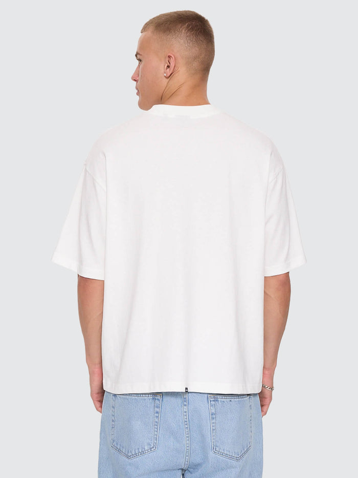 Stagger Oversize Box Crop Tee - Dirty White XS