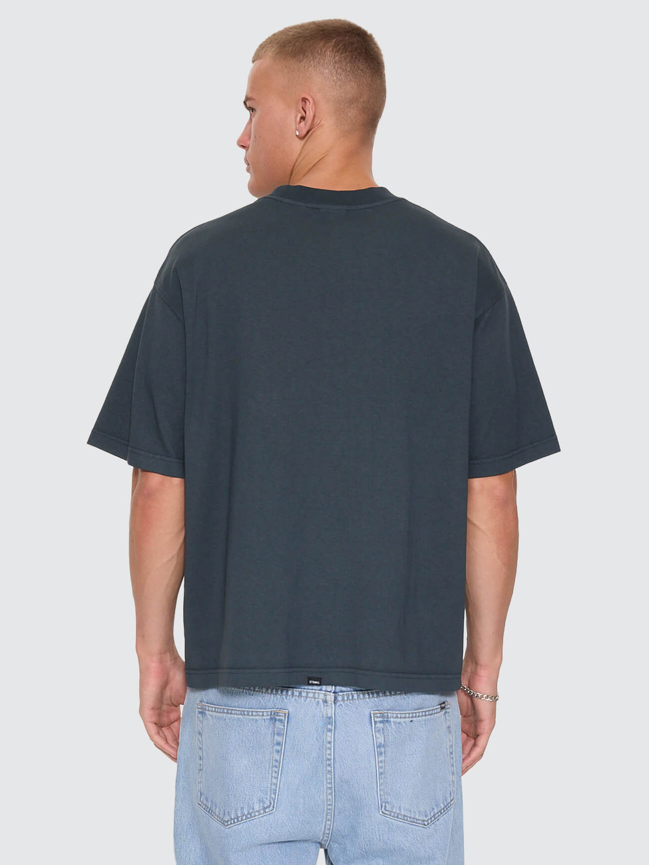 Stagger Oversize Box Crop Tee - Petrol XS