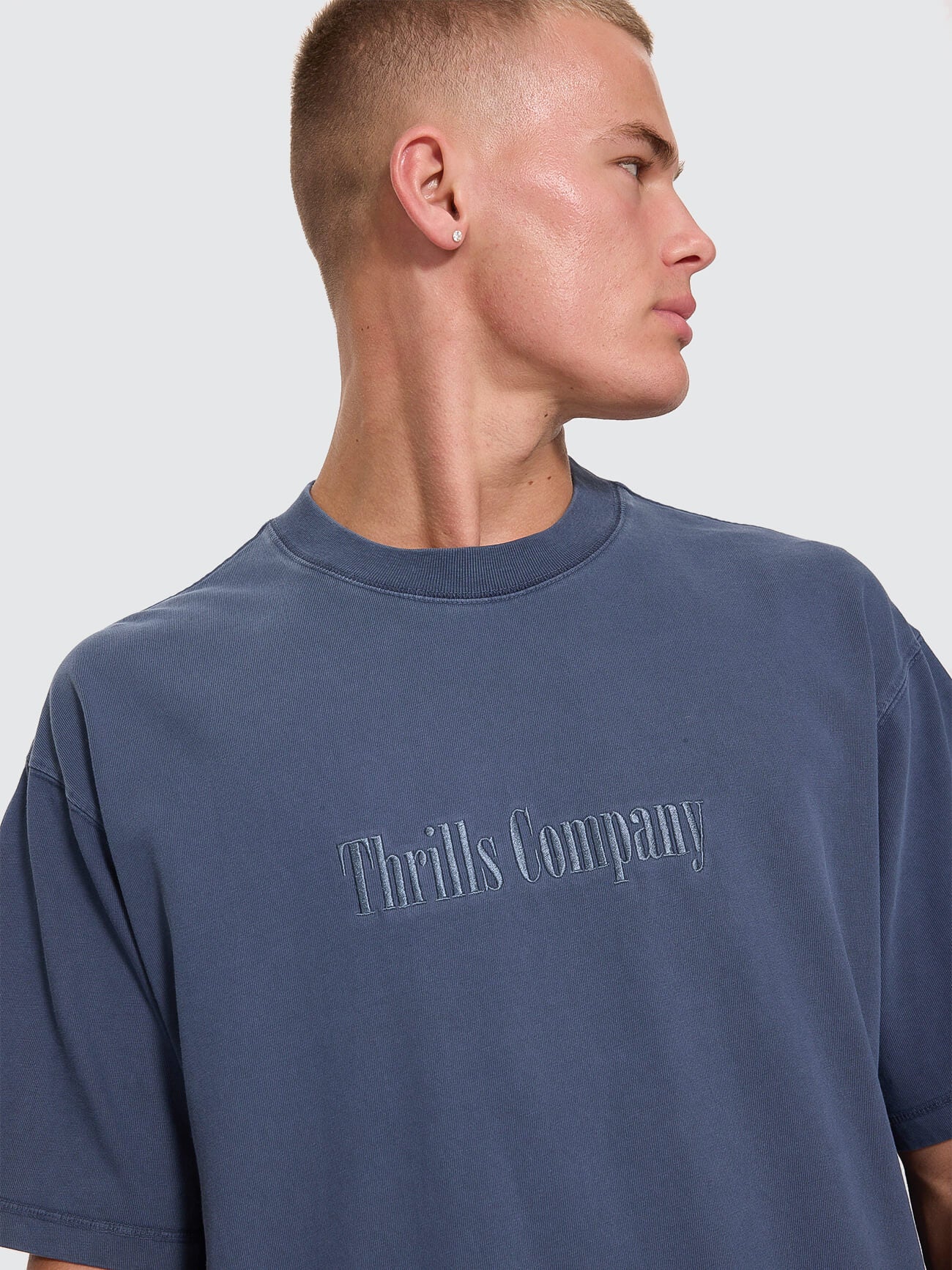 Primitive Thrills Oversize Box Crop Tee - Heritage Navy XS