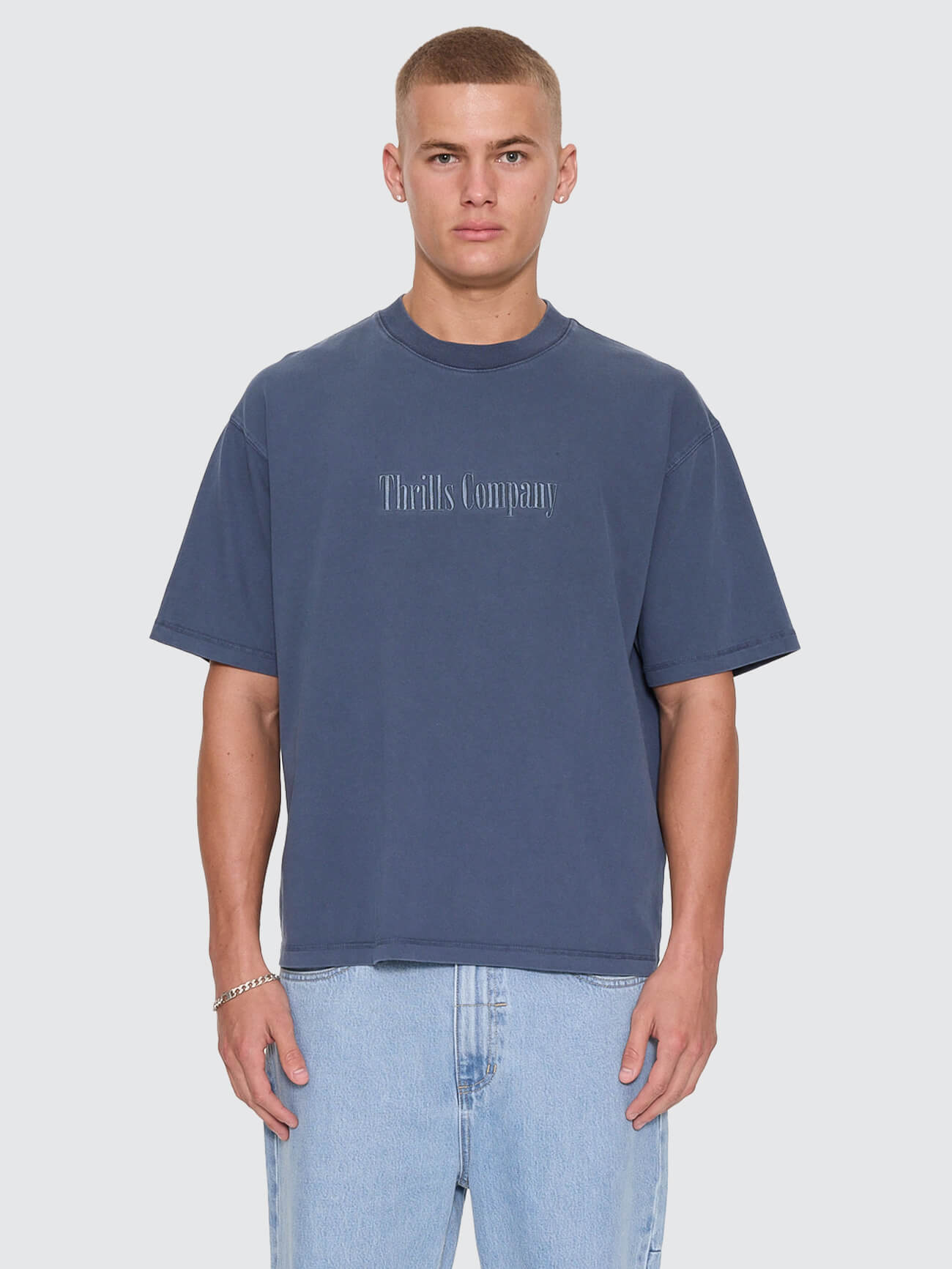 Primitive Thrills Oversize Box Crop Tee - Heritage Navy XS
