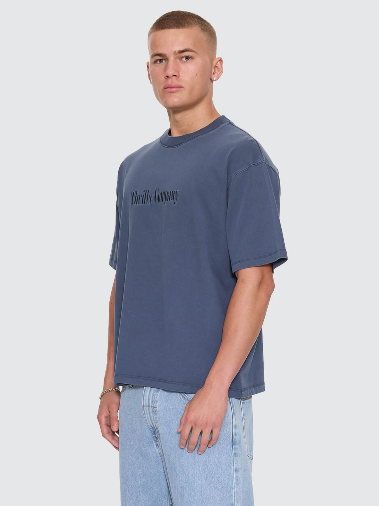 Primitive Thrills Oversize Box Crop Tee - Heritage Navy XS