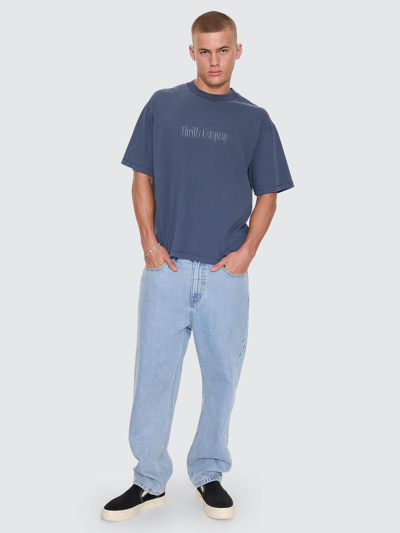 Primitive Thrills Oversize Box Crop Tee - Heritage Navy XS