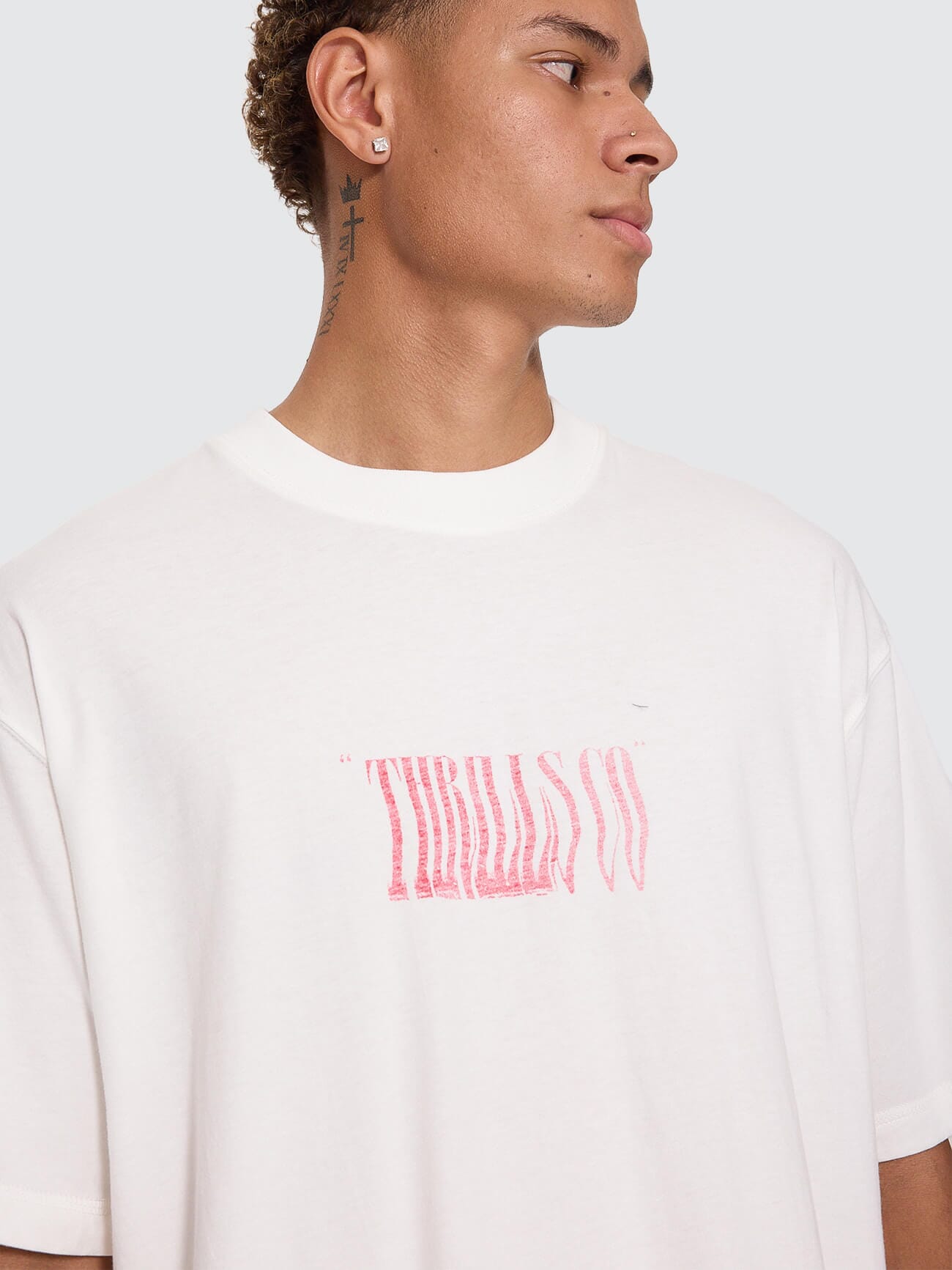 Chaotic Interventions Oversize Box Crop Tee - Dirty White XS