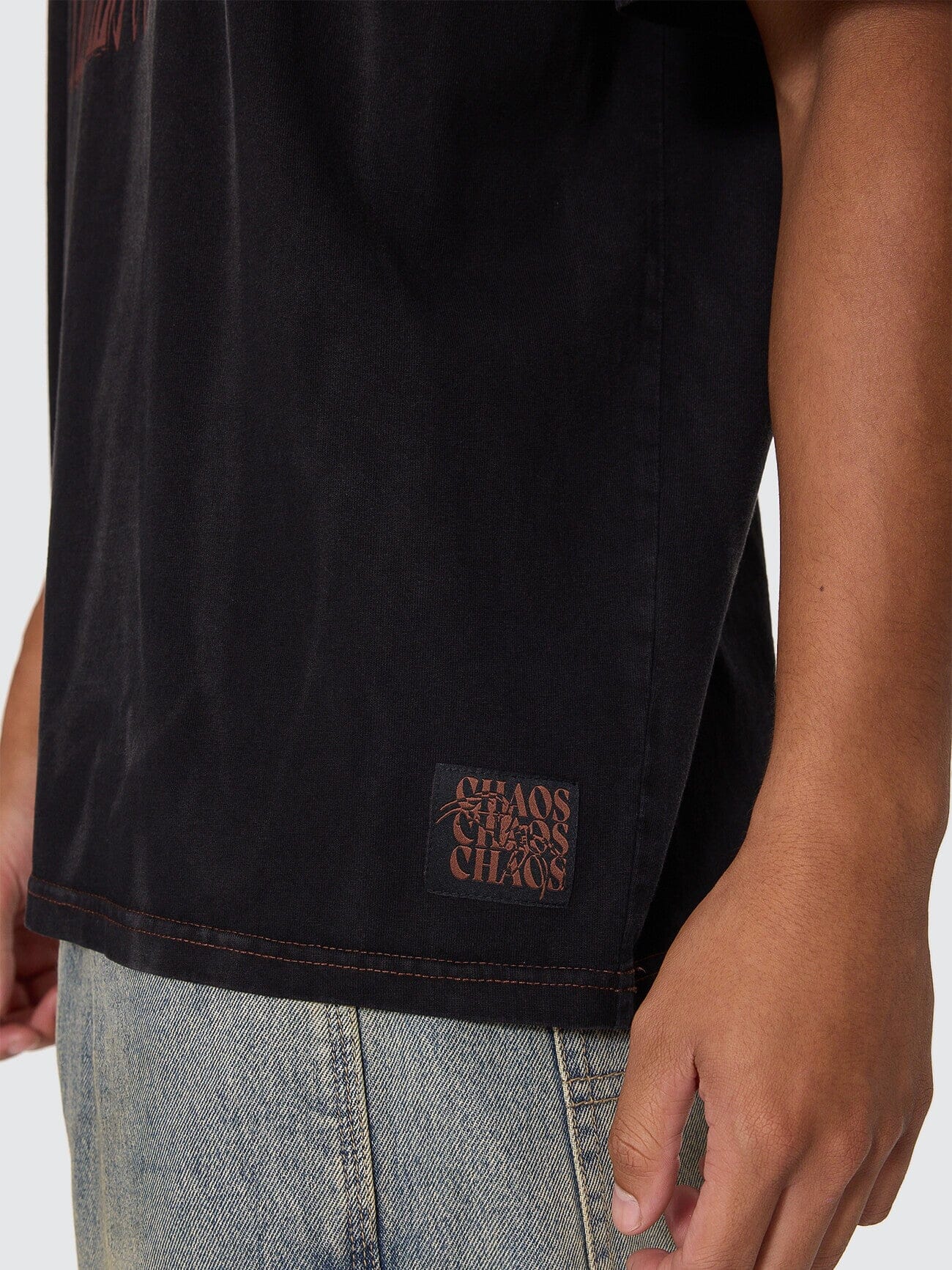 Web Of Chaos Oversize Box Crop Tee - Dark Faded Splatter Black XS