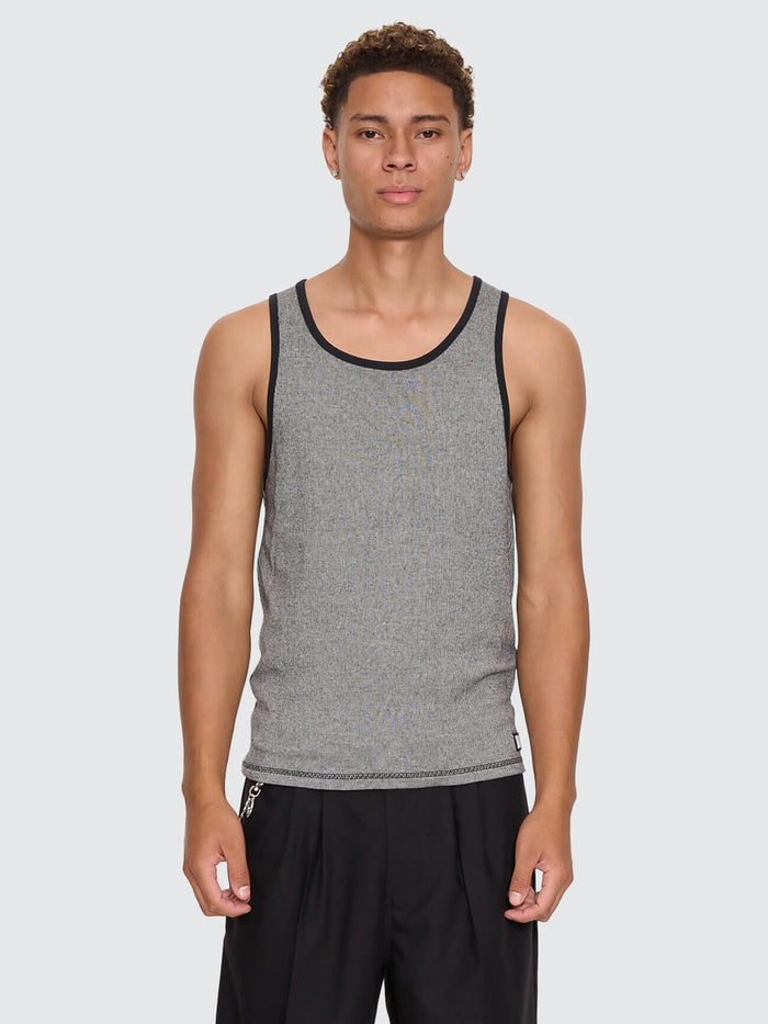 Chaotic Interventions Rib Tank - Black - White XS