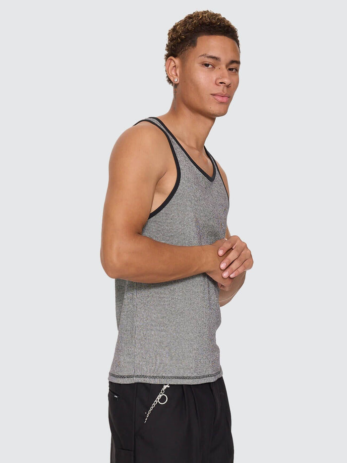 Chaotic Interventions Rib Tank - Black - White XS