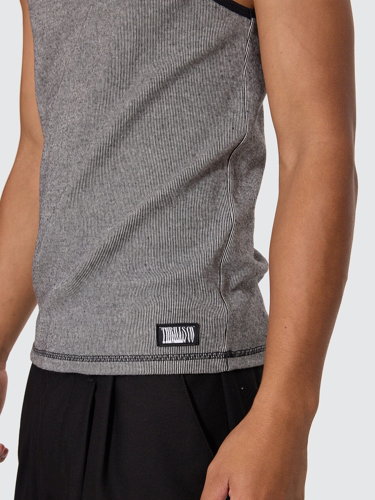 Chaotic Interventions Rib Tank - Black - White XS
