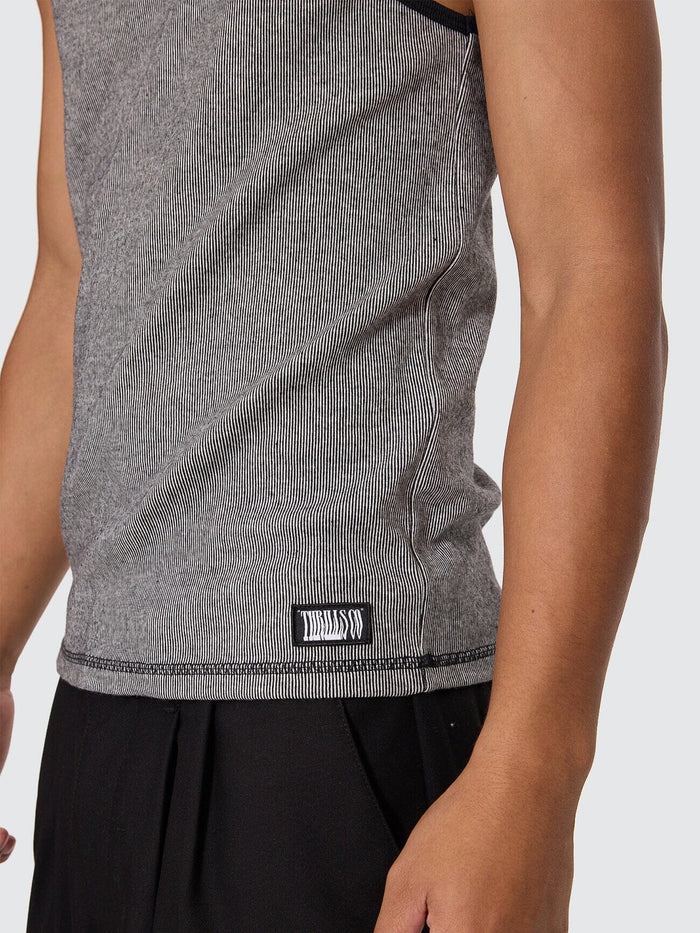 Chaotic Interventions Rib Tank - Black - White XS