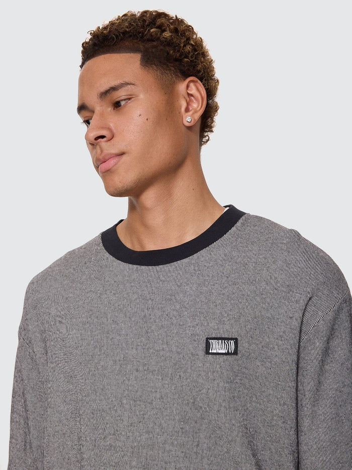 Chaotic Interventions Oversize Box Crop Rib Tee - Black - White XS