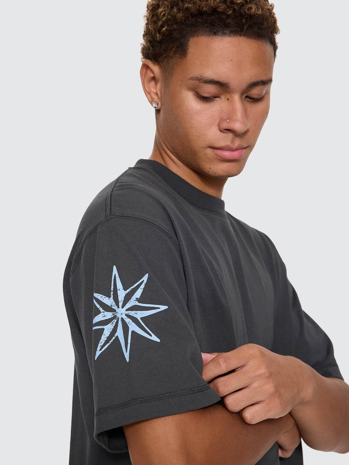 Stars Aligned Oversize Box Crop Tee - Carbon XS