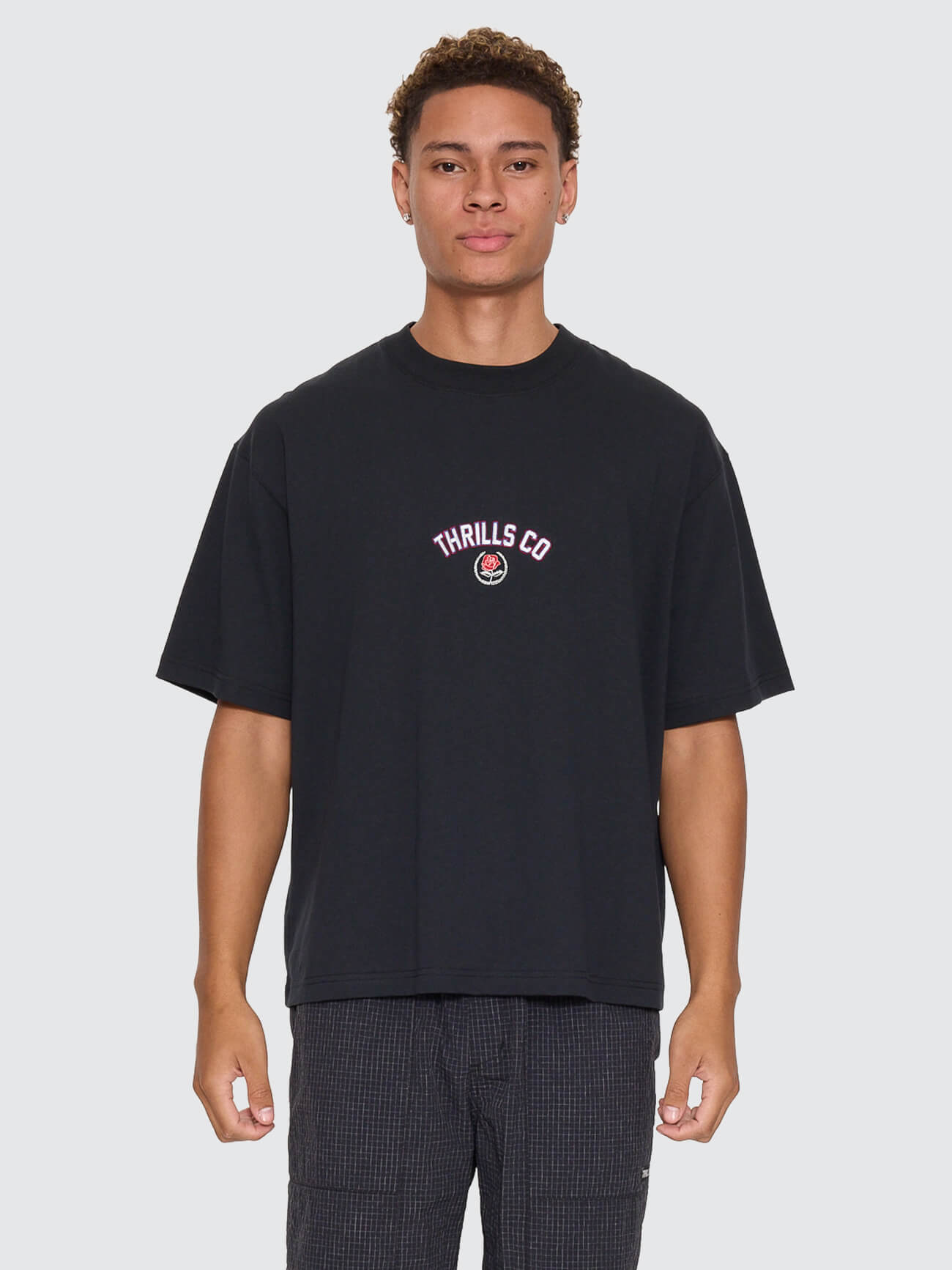Tournament Of Roses Oversize Box Crop Tee - Washed Black XS